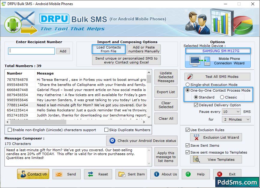 Bulk SMS Software for Android Mobile Phones